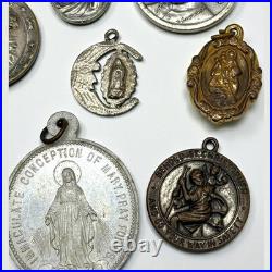 Lot of 26 Antique & Vintage Catholic Religious Medals & Items