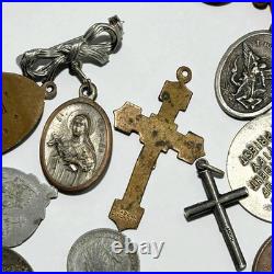 Lot of 26 Antique & Vintage Catholic Religious Medals & Items