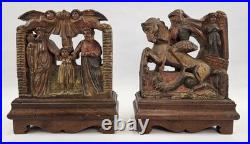 Lot of 3 Antique Carved Polychrome Wood Panels Italian S Giorgio Religious 19c Lot of 3 Antique Carved Polychrome Wood Panels Italian S Giorgio Religious 19c