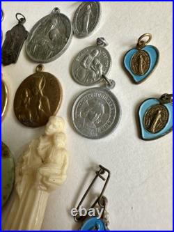 Lot of 30 Antique & Modern Catholic Religious Medals & Items