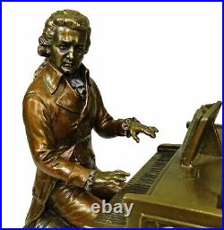MOZART Playing Piano Sculpture Statue Rich Antique Bronze Color