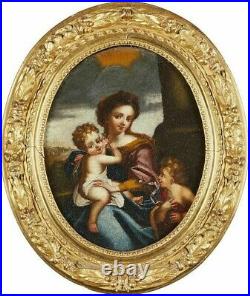 Madonna & Child Italian School Renaissance Old Master 17thC Antique Oil Painting