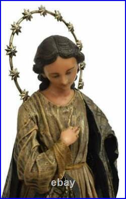 Madonna, Religious Wax Figure Virgin St. Mary, Continental Under Dome, Antique