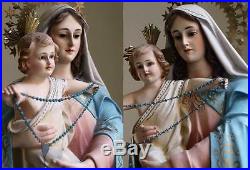 Madonna w Infant Jesus Rosary Virgin Mary Glass Eye Statue Religious Antique/406