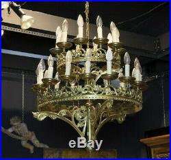 Majestical Antique Religious Bronze church 26 lamps chandelier 2 levels rare