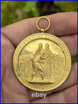 Medal Order Of The Capuchins & Catholic Religious & Gilded Bronze & 19th Century