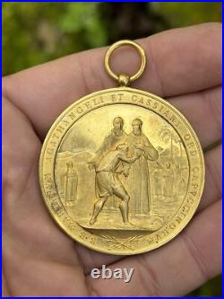 Medal Order Of The Capuchins & Catholic Religious & Gilded Bronze & 19th Century
