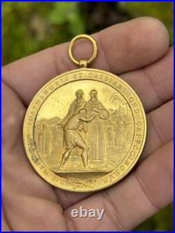 Medal Order Of The Capuchins & Catholic Religious & Gilded Bronze & 19th Century