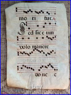 Medieval Gregorian Chant Manuscript Leaf c. 1500 Antiphonary Vellum Large Initial