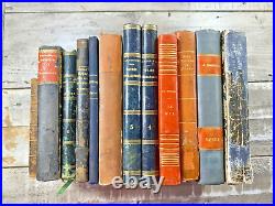 Mid 1800's Antique Religious Books, Lot of 12, Decorative Bindings, Non-English