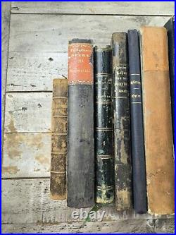 Mid 1800's Antique Religious Books, Lot of 12, Decorative Bindings, Non-English