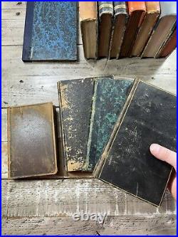 Mid 1800's Antique Religious Books, Lot of 12, Decorative Bindings, Non-English