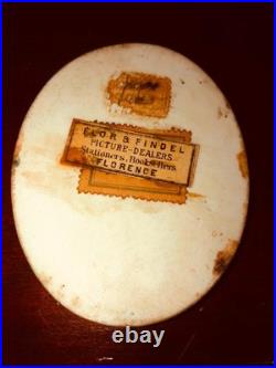 Miniature Portrait Madonna Jesus Hand Paint Porcelain Gold Gilded Frame 1850-80