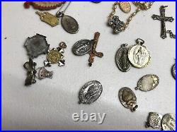 Mixed Lot of Antique Vintage Religious Pendants Medals & Crucifixes Rosary