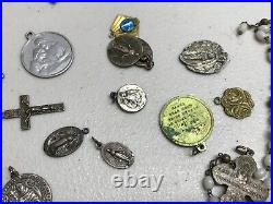 Mixed Lot of Antique Vintage Religious Pendants Medals & Crucifixes Rosary