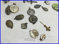 Mixed Lot of Antique Vintage Religious Pendants Medals & Crucifixes Rosary