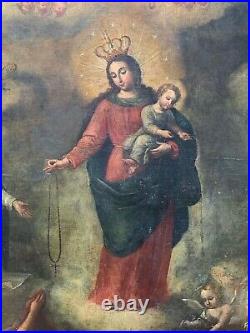 Monumental Antique 17th 18th Century Our Lady of The Rosary and the Souls
