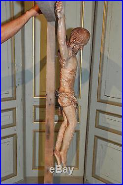 Monumental Religious Crucifix w Christ French Gothic Church Shrine 17th Century