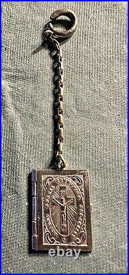 My Companion Antique Silver Opening Religious Book Locket Rosary Medal Gift Idea