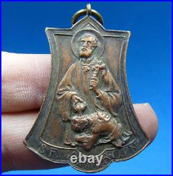 Nice Rare Huge St. Francisco Javier & Doct Chris Antique 19th Religious Medal