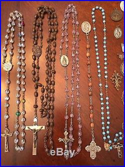 Nun's Antique Estate 107 Pieces Crucifix Cross Center Medals Religious Medal Vtg