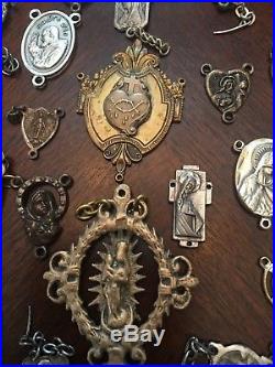 Nun's Antique Estate 109 Pieces, Center Medals, Skull Beads, Religious Medal Vtg