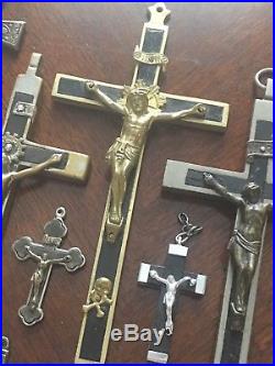 Nun's Antique Estate 66 Pieces Crucifix Skull & Crossbones Religious Medal Vtg