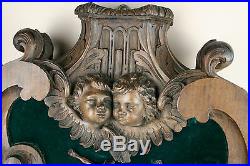Old 1800 Religious Wood carved altar piece putti cherubs crucifix christ French