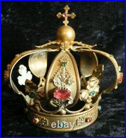 Old Antique Gilded Bronze Religious Santos Crown / Tiara / Diadem Virgin Mary