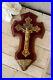 Old-French-antique-Holy-water-font-brass-crucifix-red-velvet-religious-01-cl