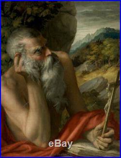 Old Master Antique Portrait Saint Jerome Oil Painting Italian Art Unframed 30x40