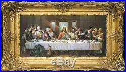 Old Master Art Antique Oil Painting Portrait The Last Supper Jesus Christ 24x48