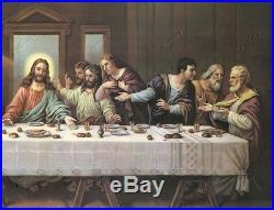 Old Master Art Antique Oil Painting Portrait The Last Supper Jesus Christ 24x48