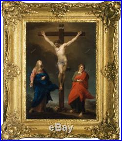 Old Master Art Antique Portrait Man Jesus on Cross Oil Painting Unframed 30x40
