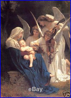 Old Master Art Antique Portrait Virgin Child Christ Angels Oil Painting 30x40