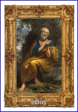 Old Master Oil Painting Art Antique Portrait Penitent Saint Peter Unframed 24x40