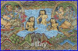 Old Traditional Kamasan Balinese Erotico Religious Mythical Painting On Cloth