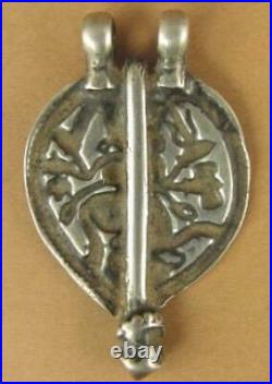 Old /antique Indian Tribal silver pendant. Goddess Kali. Amulet. Fine silver