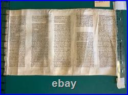 Original Hebrew Torah handwritten manuscript on Vellum 100-150 yrs. Old