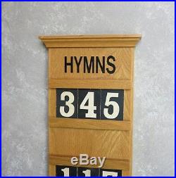 Original Oak Wall Mounted Church Hymn Board Old Religious Antiques