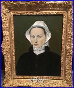 Original Oil Portrait Of A Lady In An Antique Gilt Frame Old Master Style