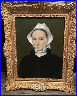 Original Oil Portrait Of A Lady In An Antique Gilt Frame Old Master Style