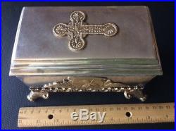 Original Russian Imperial Silver 84 Large Religious Cardinal Box Antique Russia