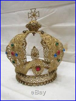 Ornate Maltese Cross Crown Jewel Lamp Finial Light Church Religious Rhinestone