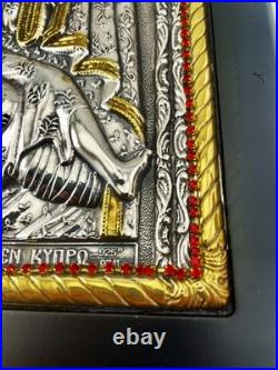 Orthodox Christian Icon Mother Mary and Son Pure Gold Ruby Silver Christianity