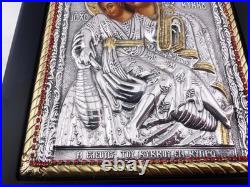 Orthodox Christian Icon Mother Mary and Son Pure Gold Ruby Silver Christianity
