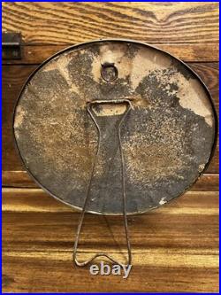 Our Lady Pompeii Antique 1920s-30s Religious Wall Medallion & Easel Brass