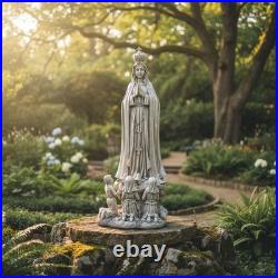 Our Lady of Fatima Religious Garden Statue 32 Ornate Antique Stone Design