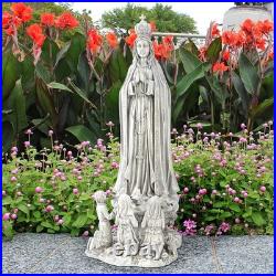 Our Lady of Fatima Religious Garden Statue 32 Ornate Antique Stone Design