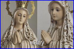 Our Lady of Fátima Three Children 41.1 inch Glass Eyes Religious Statue Antique